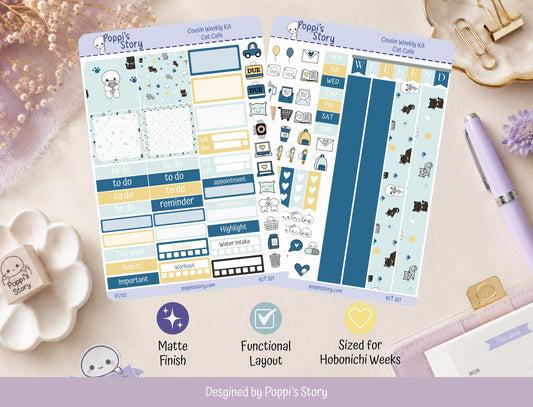 Cat Café | Hobonichi Cousin Weekly Sticker Kit