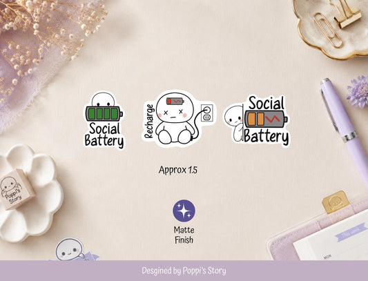 Social Battery Poppi Sticker Sheet