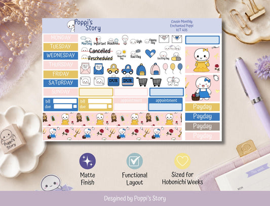 Enchanted Poppi Hobonichi Cousin Monthly Sticker Kit