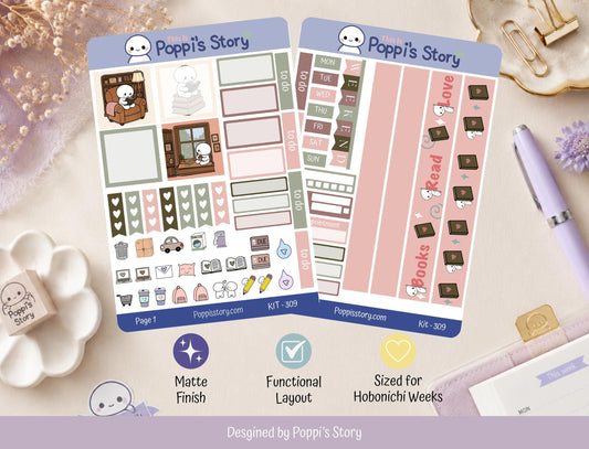 Cozy Reading Nook Hobonichi Cousin Sticker Kit