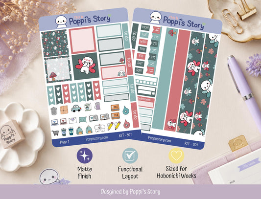 Hobonichi Cousin Weekly Sticker Kit | Poppi Character Functional Planner Stickers