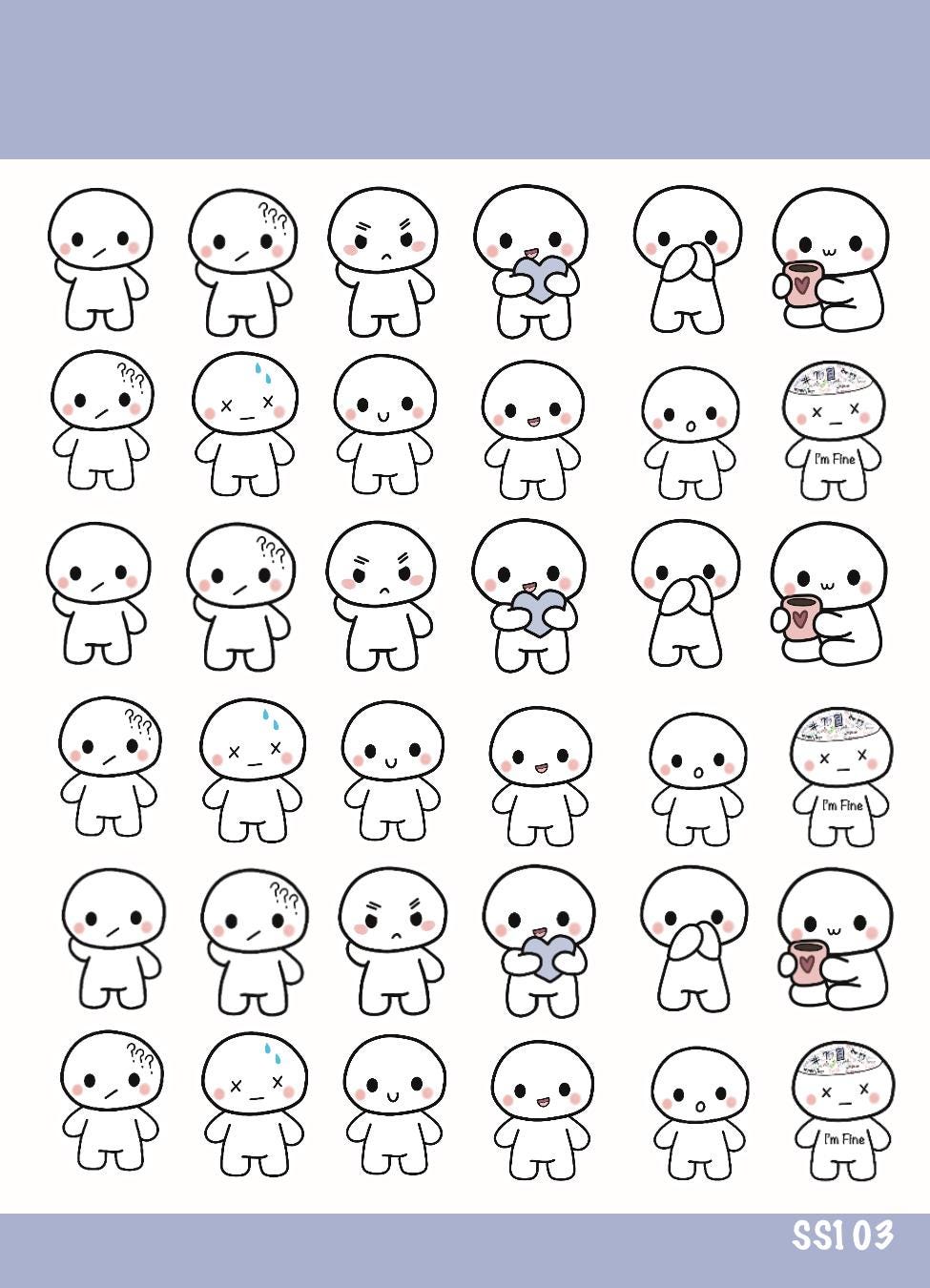Poppi Emotional Character Stickers | Matte Planner Journal Art Sheet