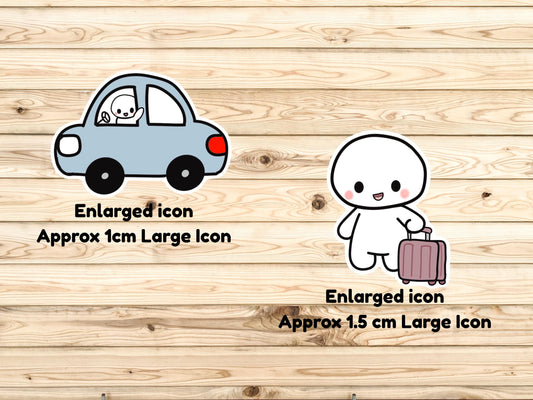 Poppi Travel Planner Stickers, Car Icons, Luggage Character Stickers