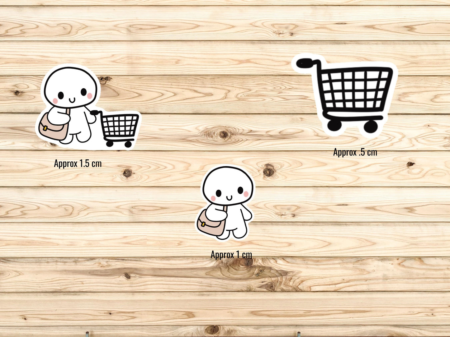 Poppi Shopping Cart Stickers, Kawaii Planner Icons, Errand Tracker, Matte Finish