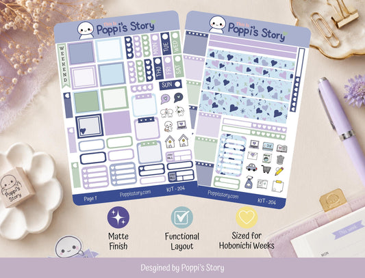 Poppi Character Hobonichi Weeks Sticker Kit, Pastel Planner Functional Stickers