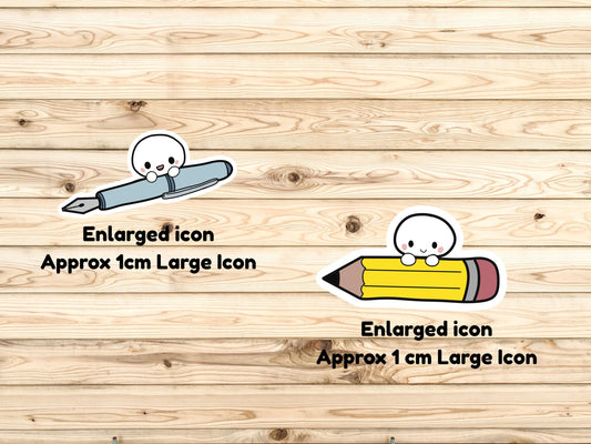 Kawaii Pencil Pen Stickers, Study Planner Icons, Writing Task Tracker Sheet
