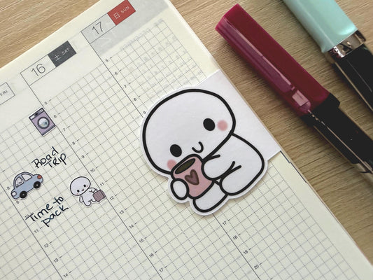 Poppi Magnetic Bookmark, Kawaii Coffee Lover Planner Clip, Book Accessory