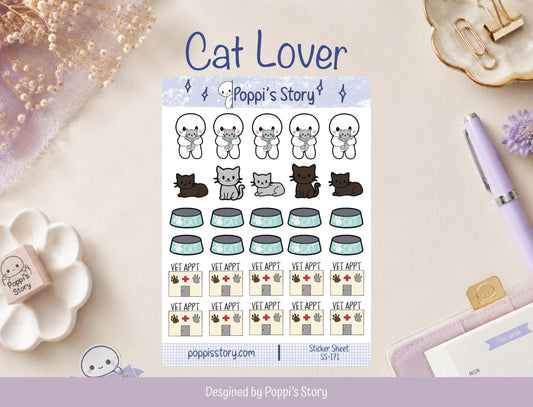 Cat Lover Planner Stickers | Kitty Icons (Sticker Sheet)