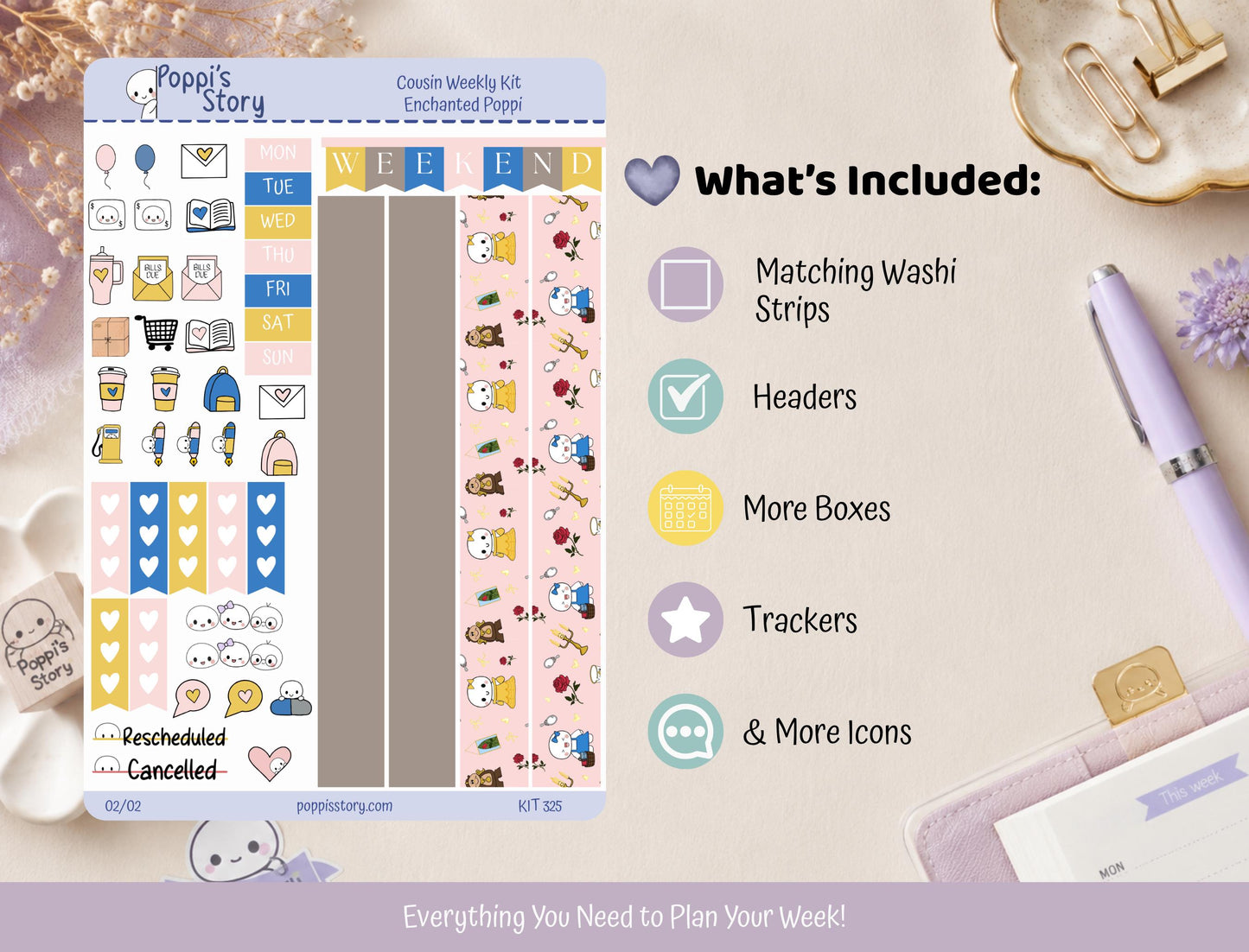 Enchanted Poppi Hobonichi Cousin Sticker Kit