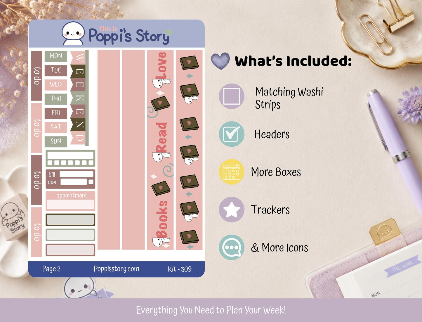 Cozy Reading Nook Hobonichi Cousin Sticker Kit