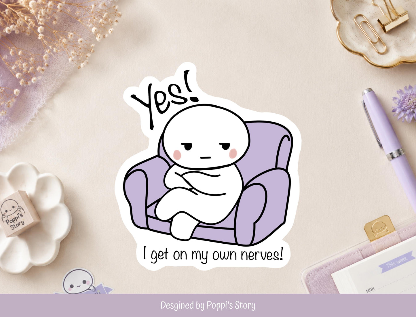 ADHD Vinyl Sticker | "I Get On My Own Nerves" | Sarcastic Forgetful Die Cut Sticker