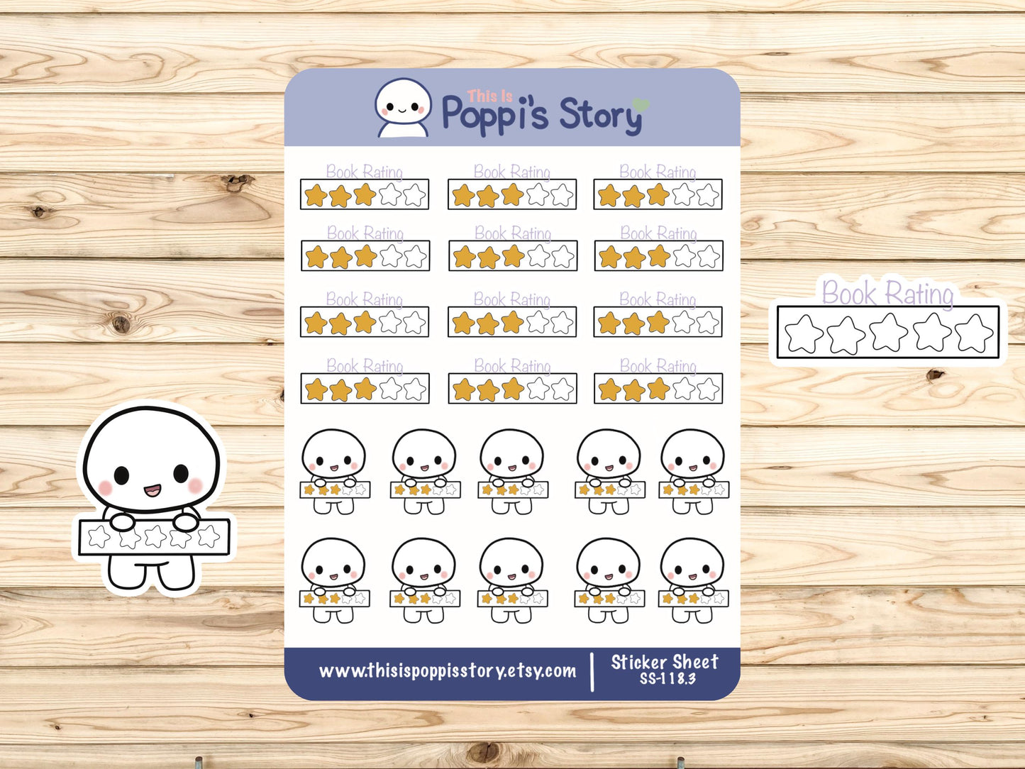 Book Rating Stickers | Kawaii Reading Tracker Journal Planner Sheet