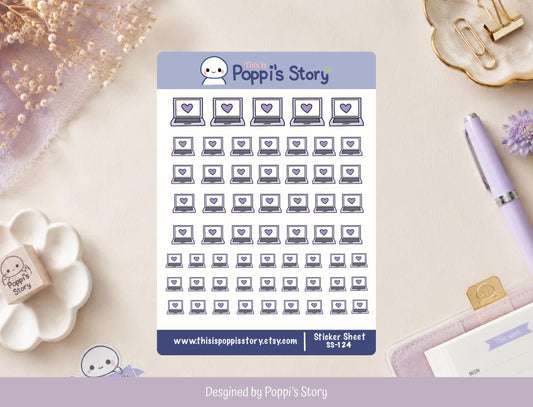 Mini Laptop Planner Stickers | Tech Icons for Hobonichi Weeks, Study Planner