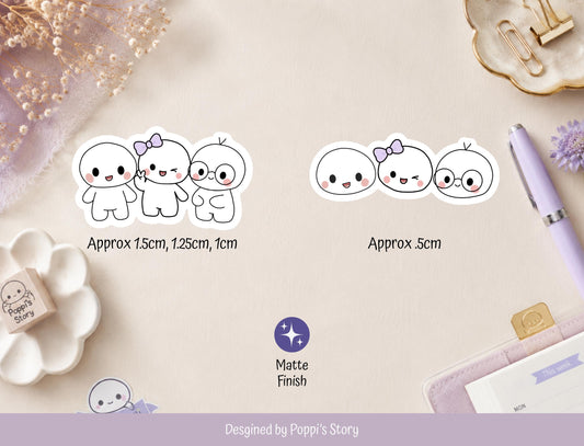 Poppi & Friends Kawaii Sticker Sheet | Pastel Friendship Journal Stickers