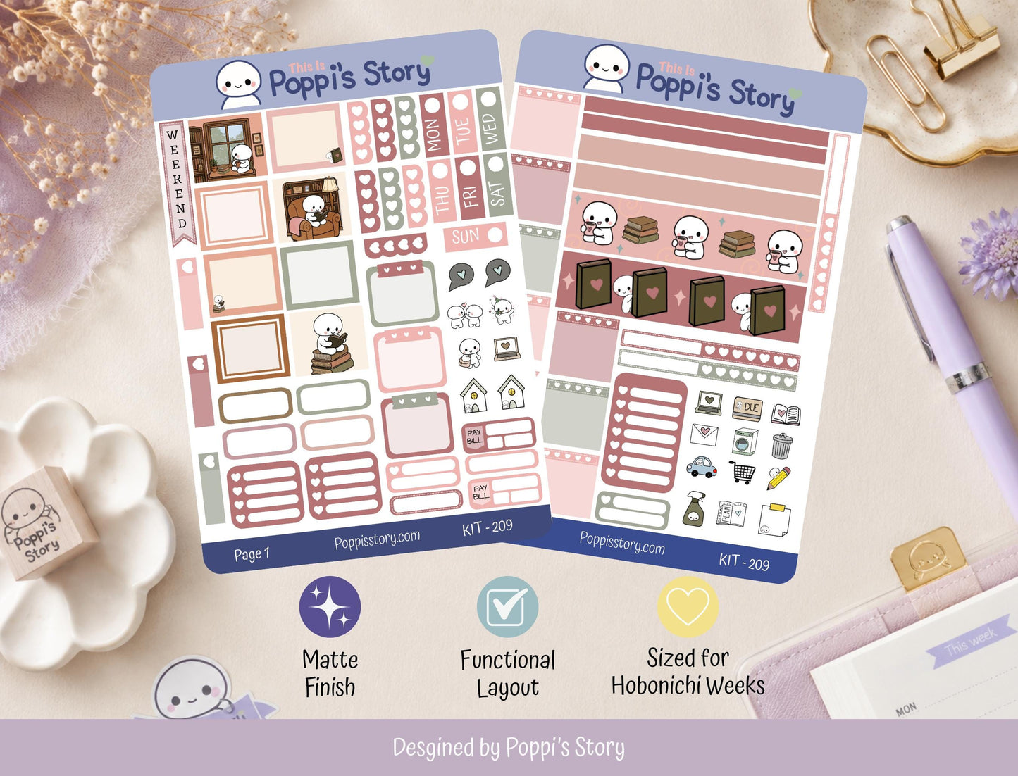 Cozy Reading Nook Hobonichi Weeks Sticker Kit