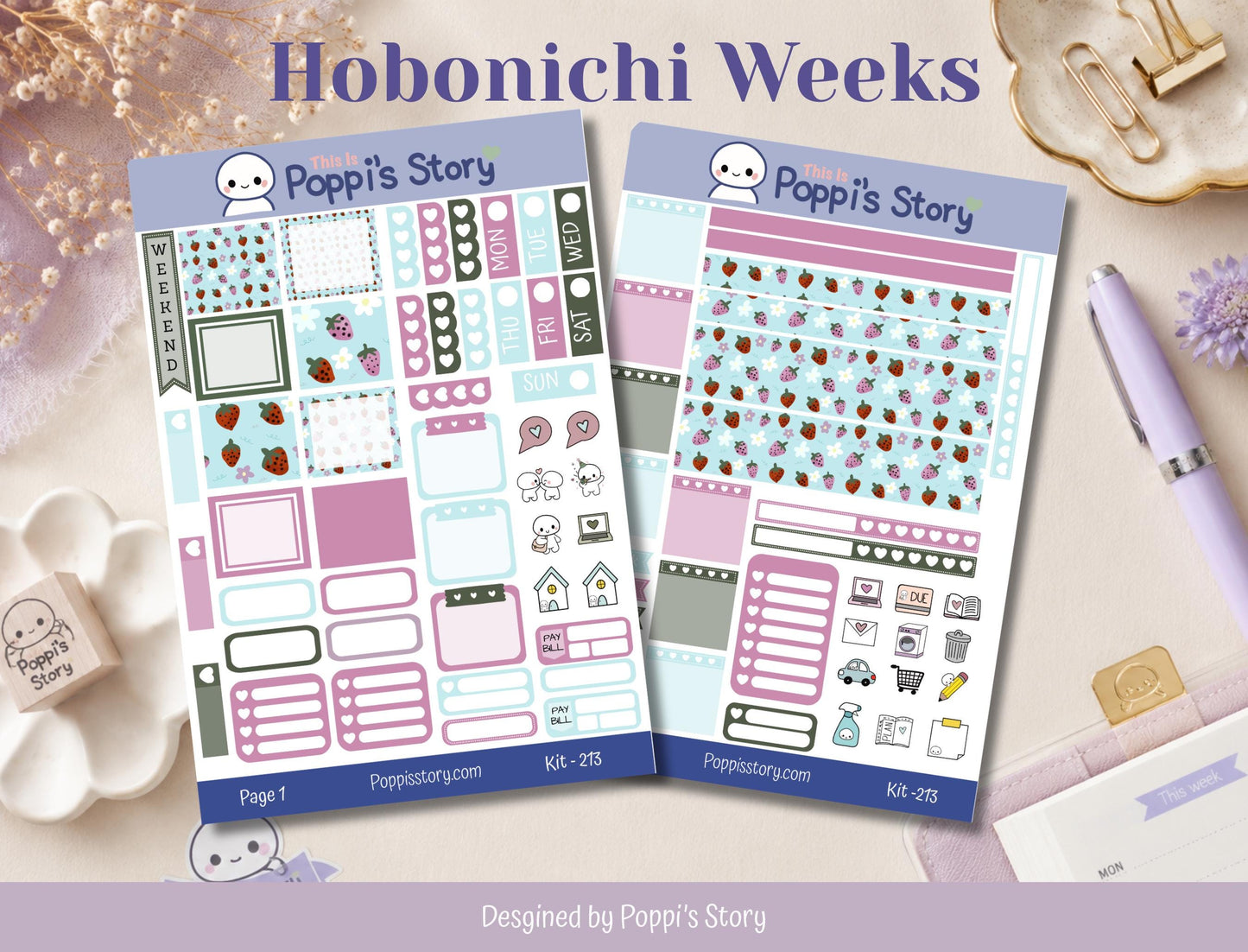 Strawberry Summer Hobonichi Weeks Kit