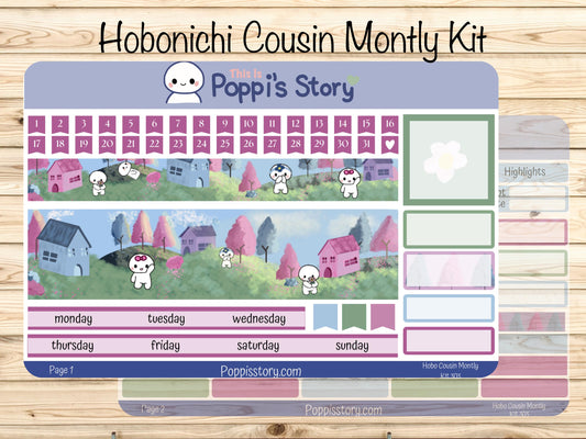 Poppi's Story Hobonichi Cousin Monthly Sticker Kit | Scenic Planner Layout Stickers