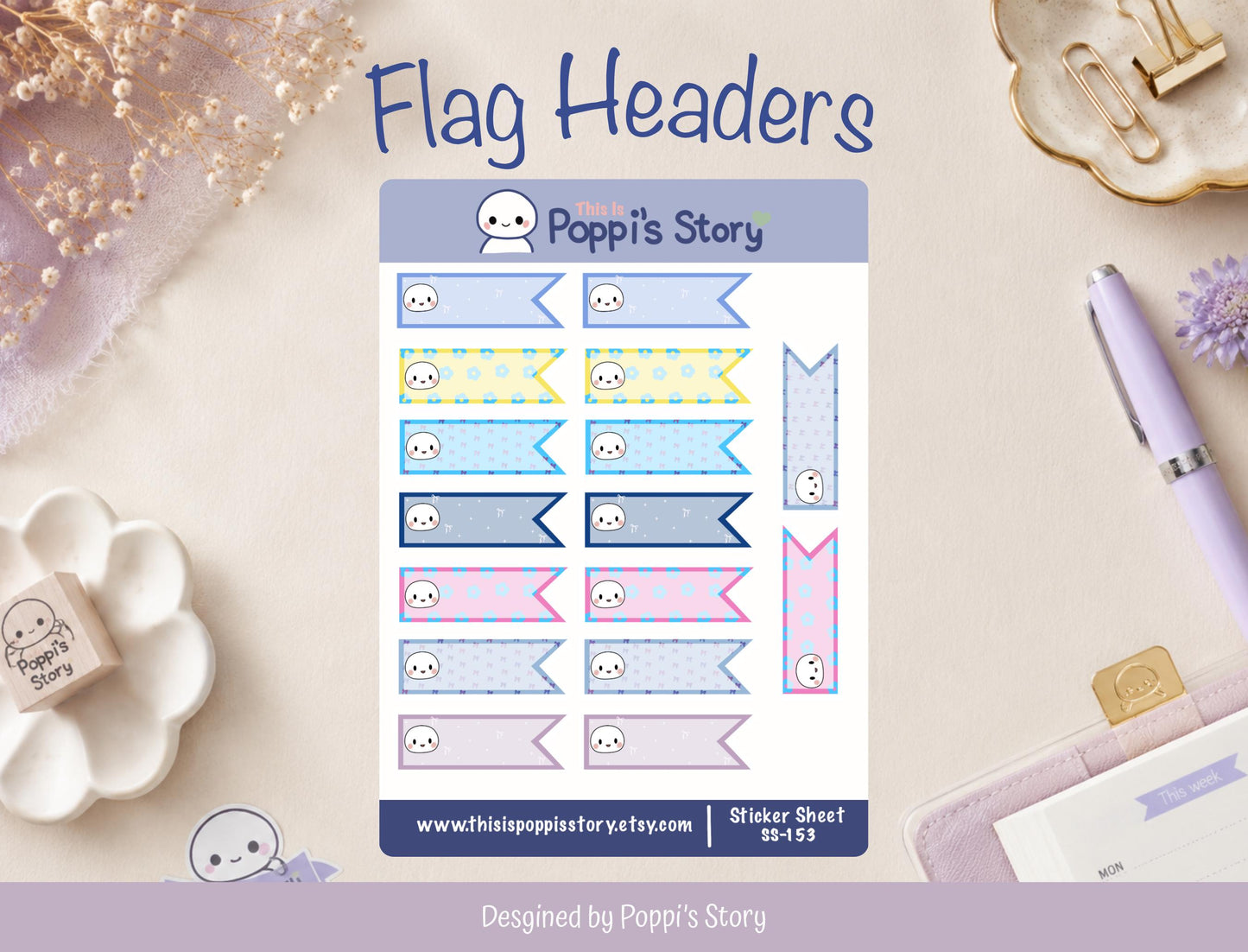 Flag Header Planner Stickers | Milestone Banner Icons (Sticker Sheet)
