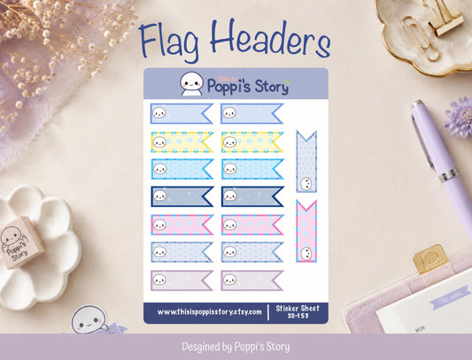 Flag Header Planner Stickers | Milestone Banner Icons (Sticker Sheet)