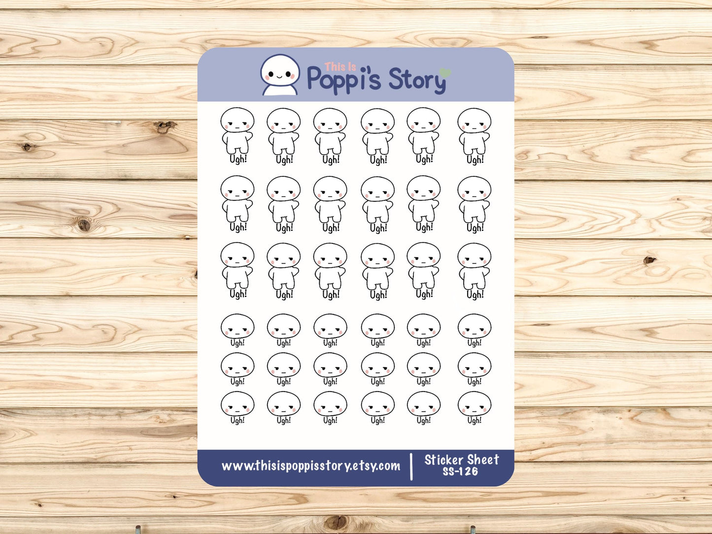 Poppi Ugh Mood Stickers, Annoyed Planner Journaling (Sticker Sheet)