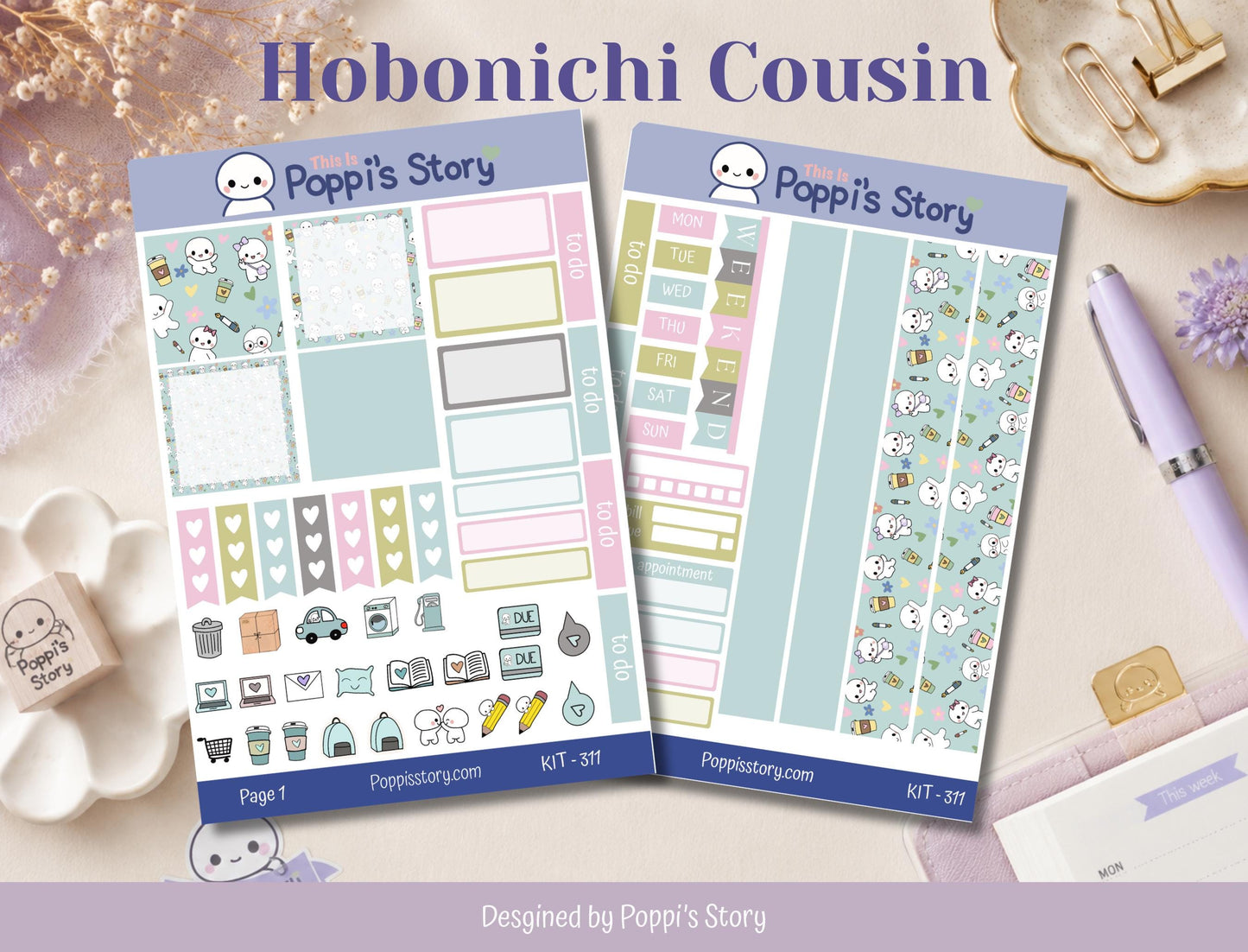 Poppi & Friends Hobonichi Cousin Sticker Kit