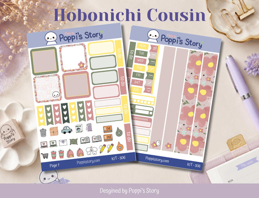 Pastel Floral Hobonichi Cousin Weekly Sticker Kit | Cozy Journal Planner Stickers
