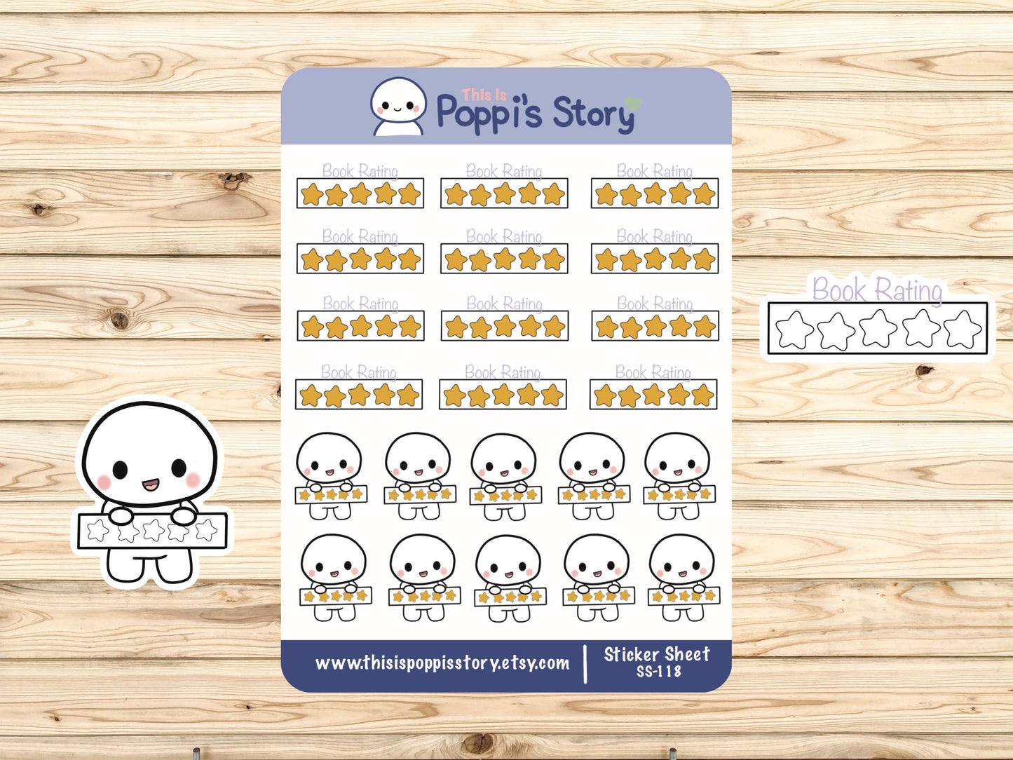 Book Rating Stickers | Kawaii Reading Tracker Journal Planner Sheet