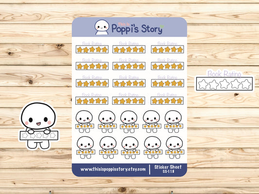Book Rating Stickers | Kawaii Reading Tracker Journal Planner Sheet