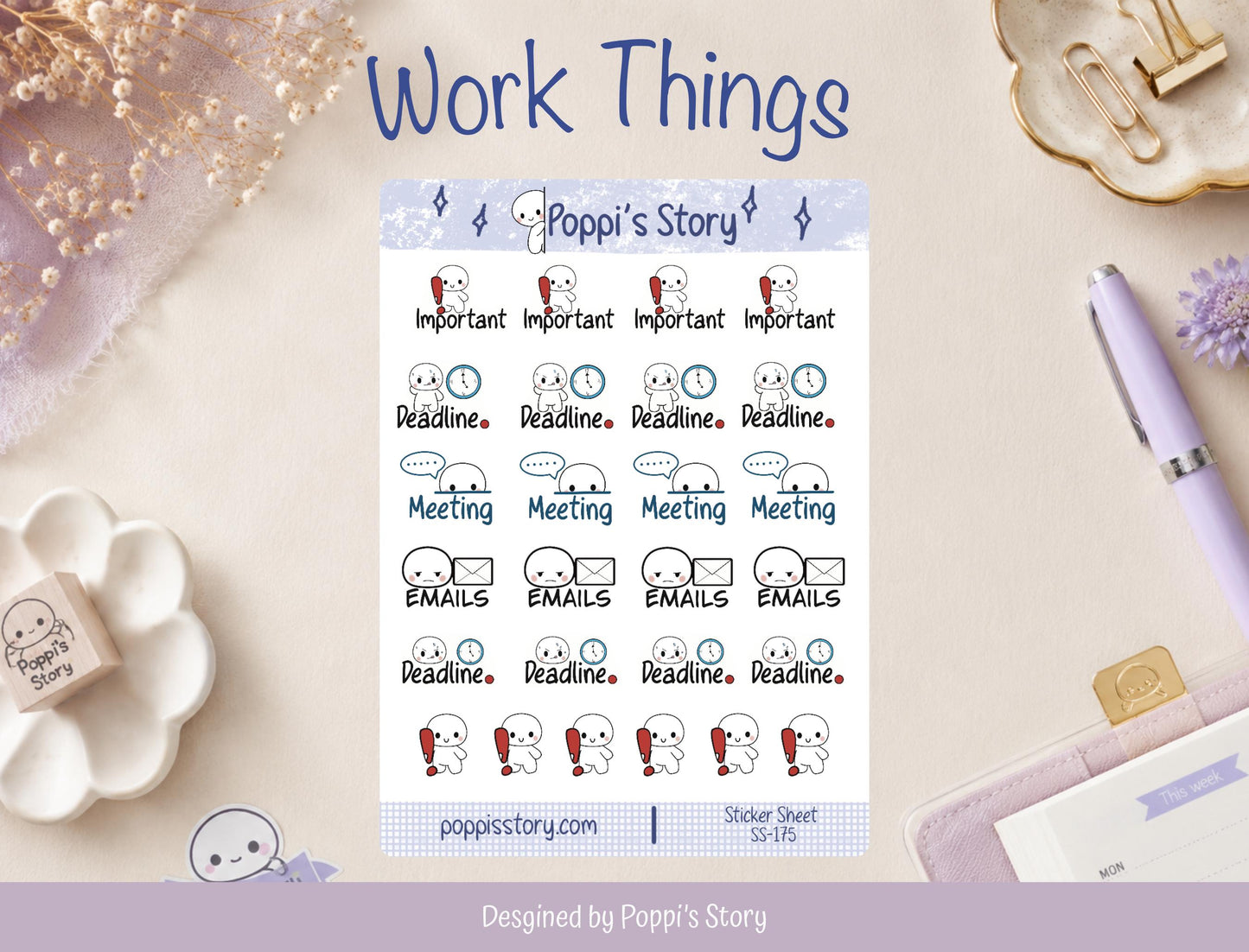 Work Things Poppi Sticker Sheet