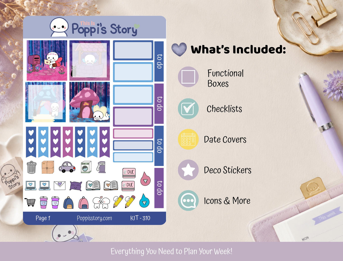 Poppi Fairy Village Hobonichi Cousin Sticker Kit