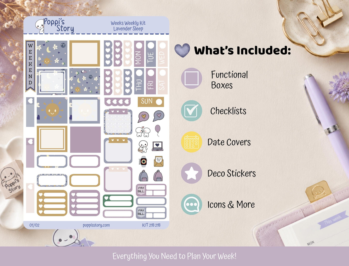 Lavender Sleep Hobonichi Weeks Weekly Kit