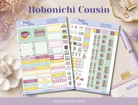 Coffee & Books Hobonichi Cousin Sticker Kit