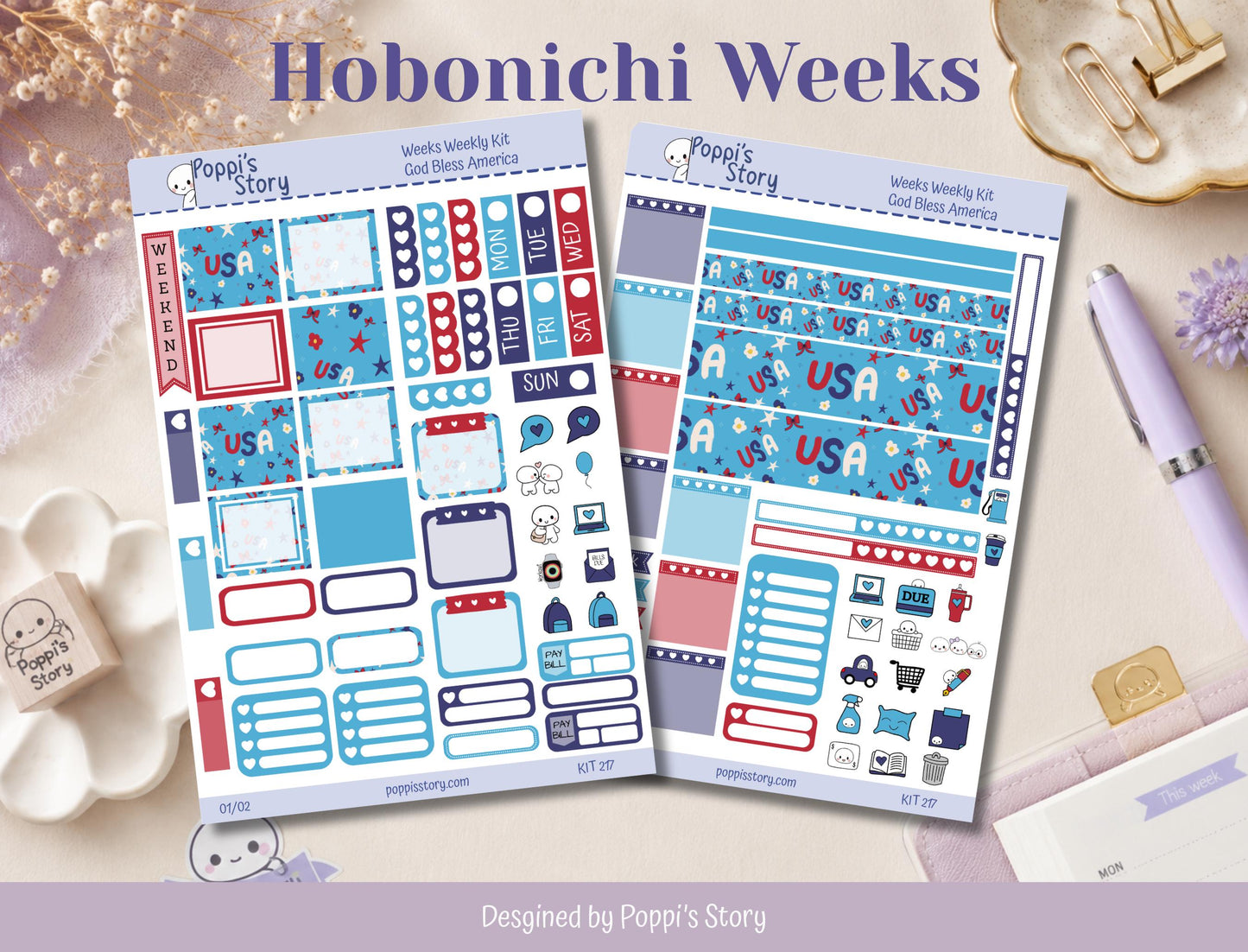 God Bless America Hobonichi Weeks Weekly Kit
