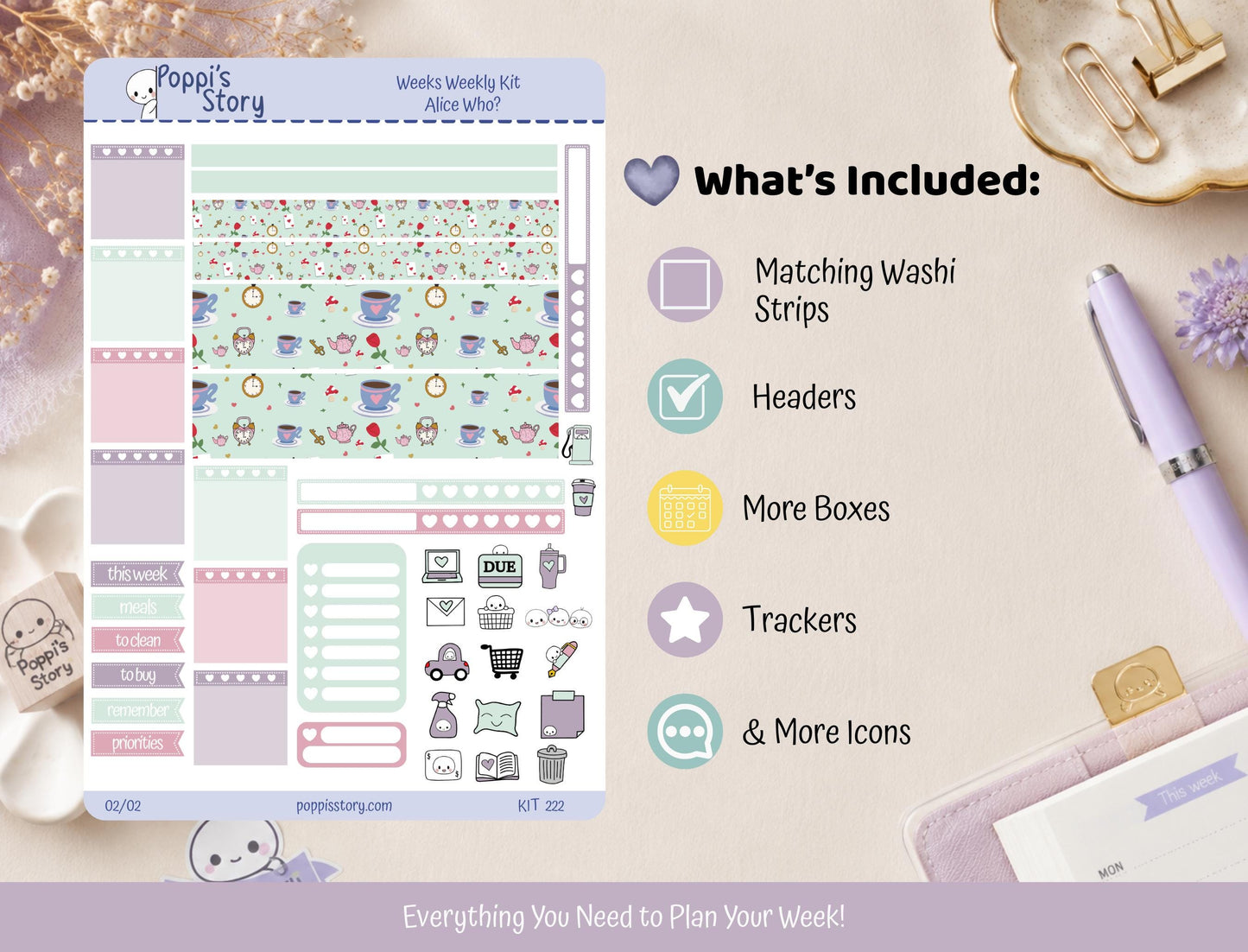 Alice, Who? | Hobonichi Weeks Weekly Sticker Kit