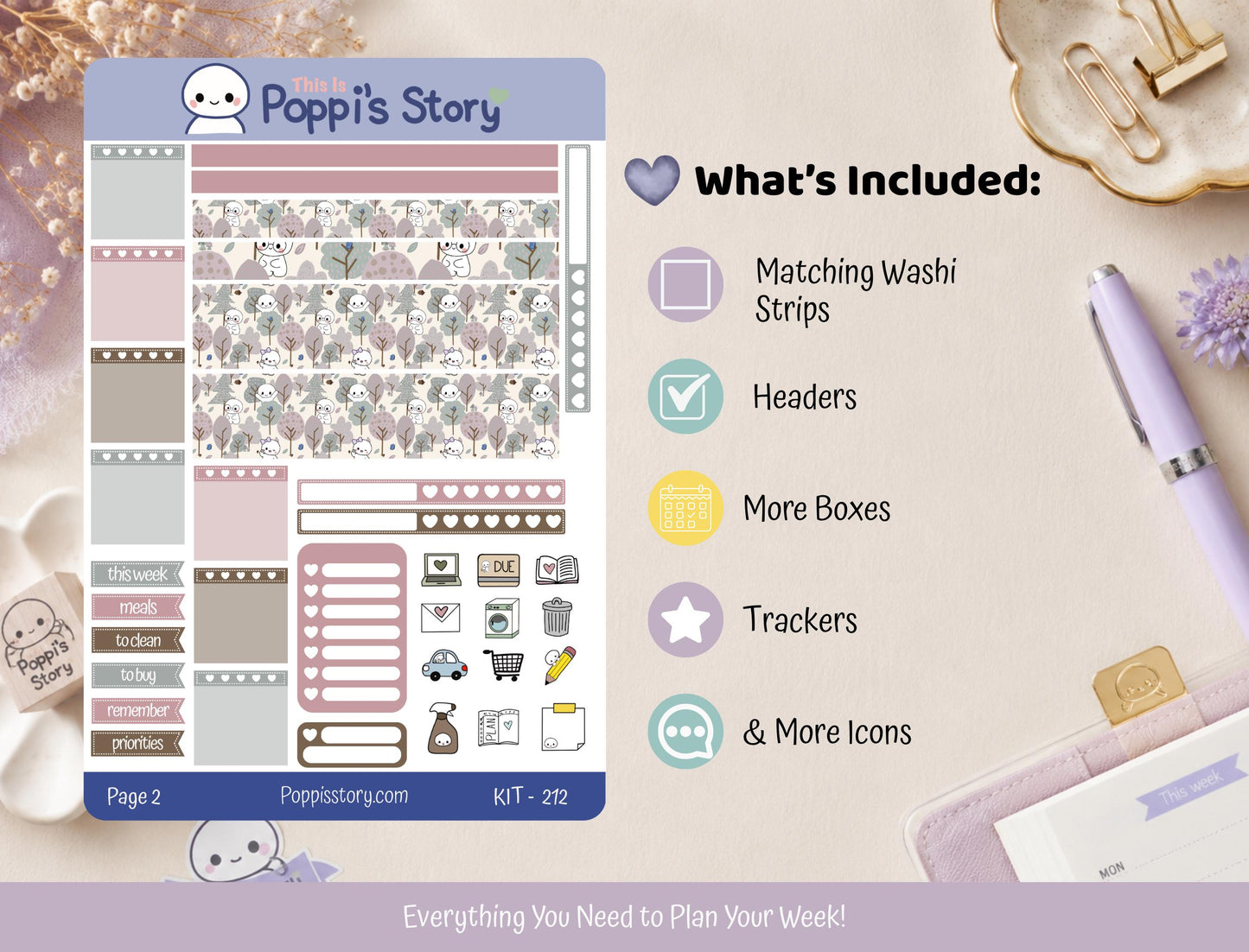 Forest Friends Hobonichi Weeks Sticker Kit