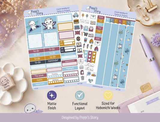 Fairies & Dragons Hobonichi Cousins Weekly Sticker Kit