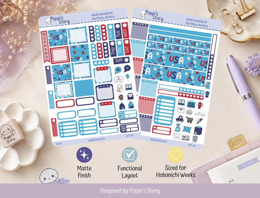 God Bless America Hobonichi Weeks Weekly Kit