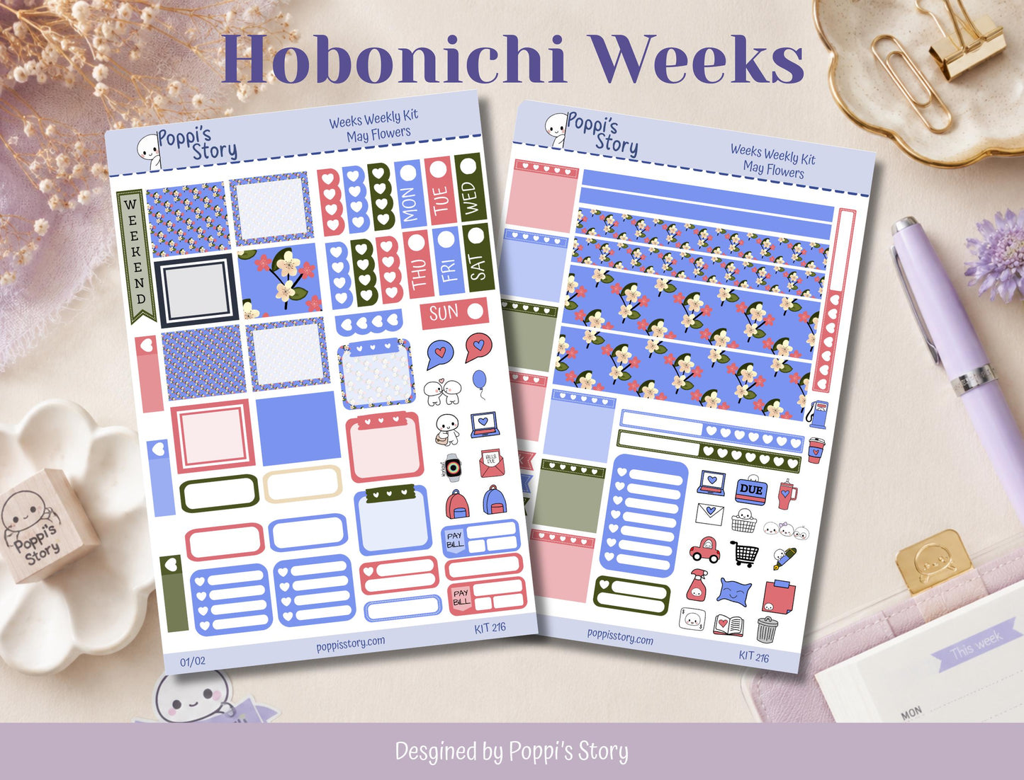 May Flowers Hobonichi Weeks Weekly Kit
