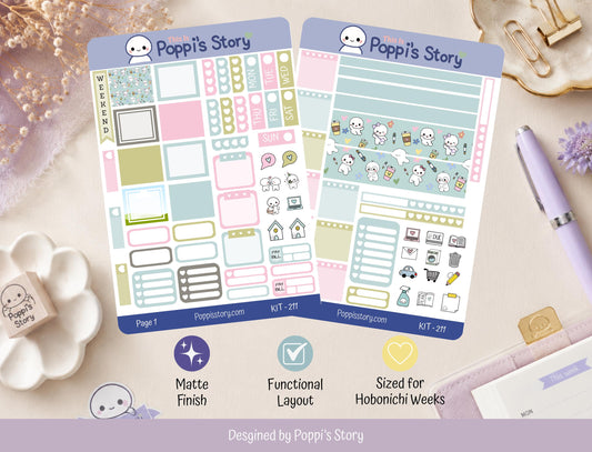 Poppi & Friends Hobonichi Weeks Sticker Kit