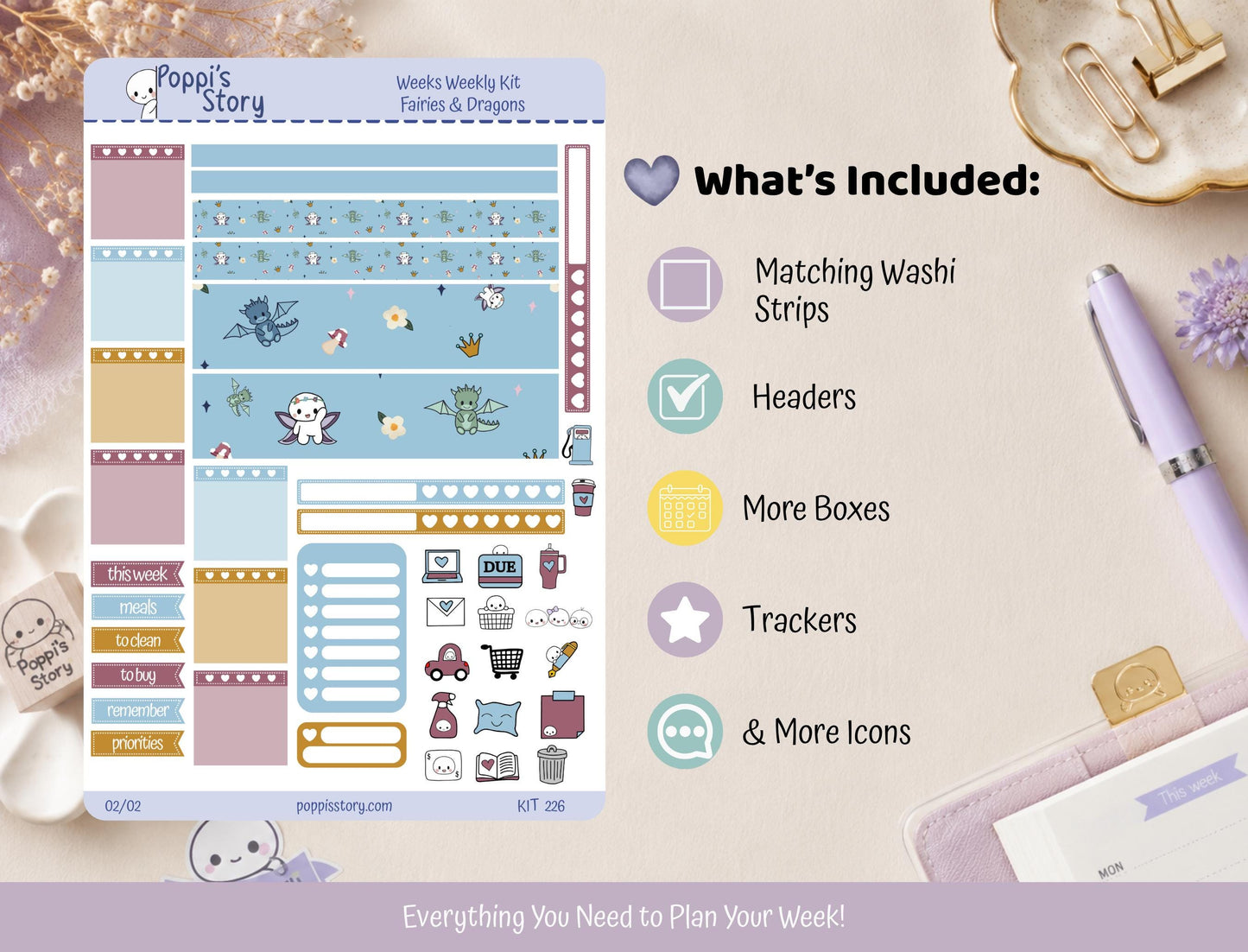 Fairies & Dragons Hobonichi Weeks Sticker Kit