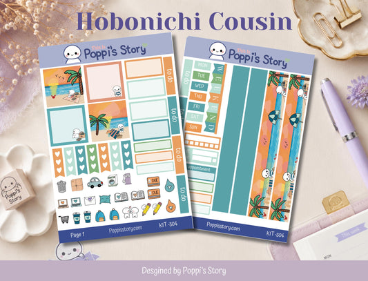Hobonichi Cousin Weekly Sticker Kit | Pastel Tropical Beach Planner Supplies