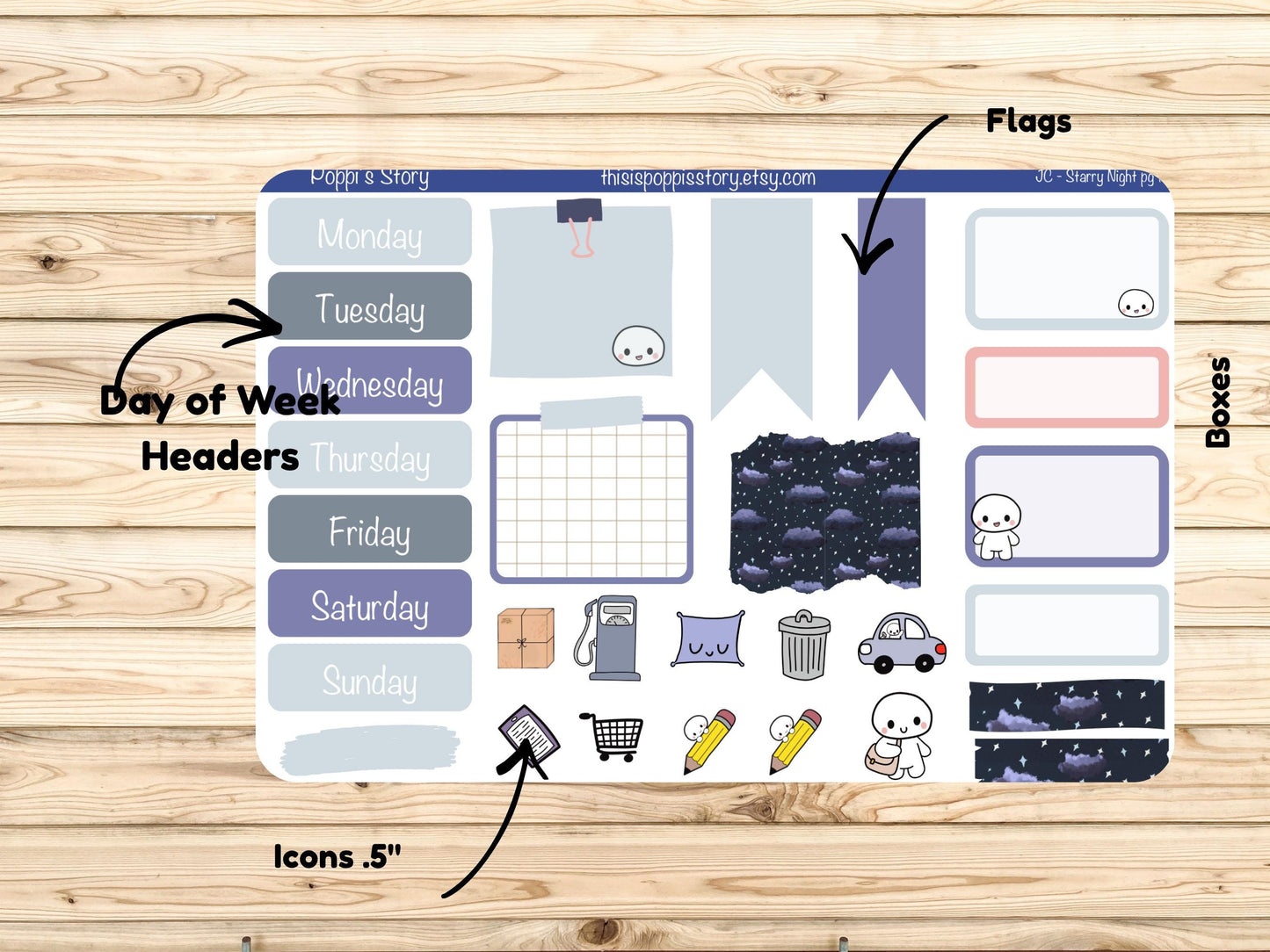 Starry Night Journal Stickers
