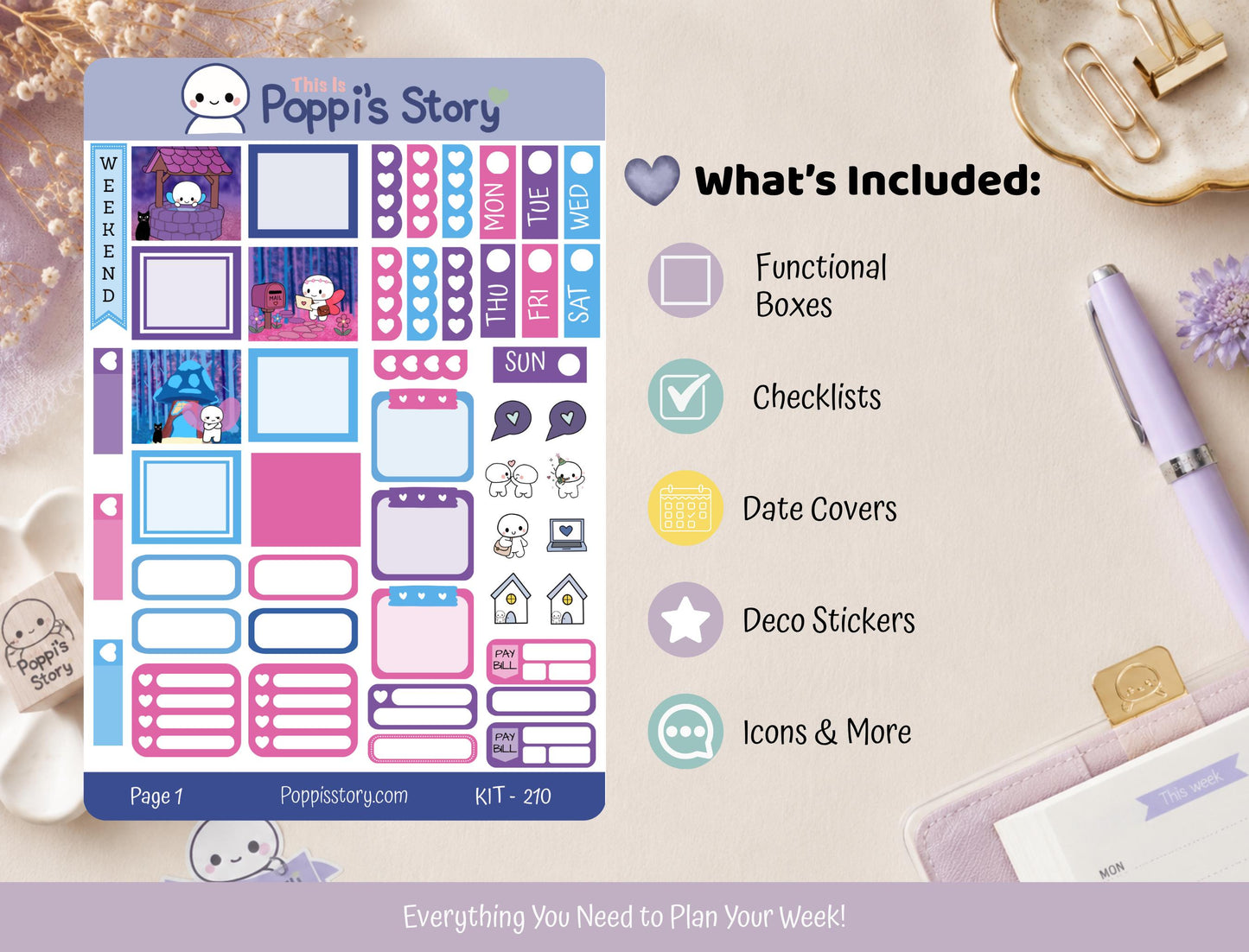 Poppi Fairy Village Hobonichi Weeks Sticker Kit