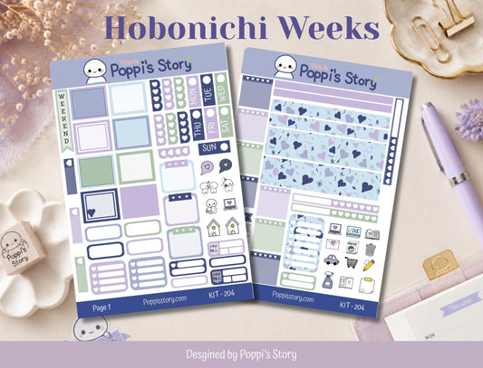 Poppi Character Hobonichi Weeks Sticker Kit, Pastel Planner Functional Stickers