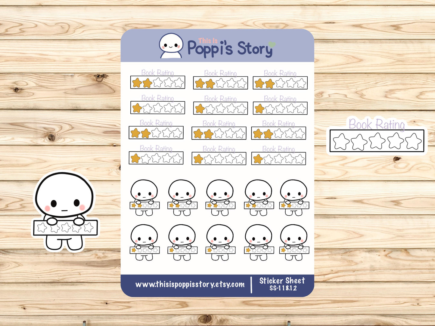 Book Rating Stickers | Kawaii Reading Tracker Journal Planner Sheet