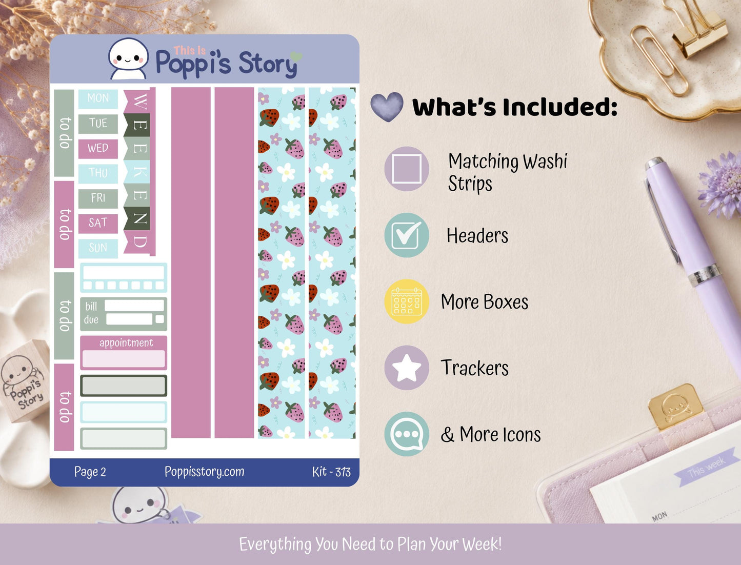 Strawberry Summer Hobonichi Cousin Kit