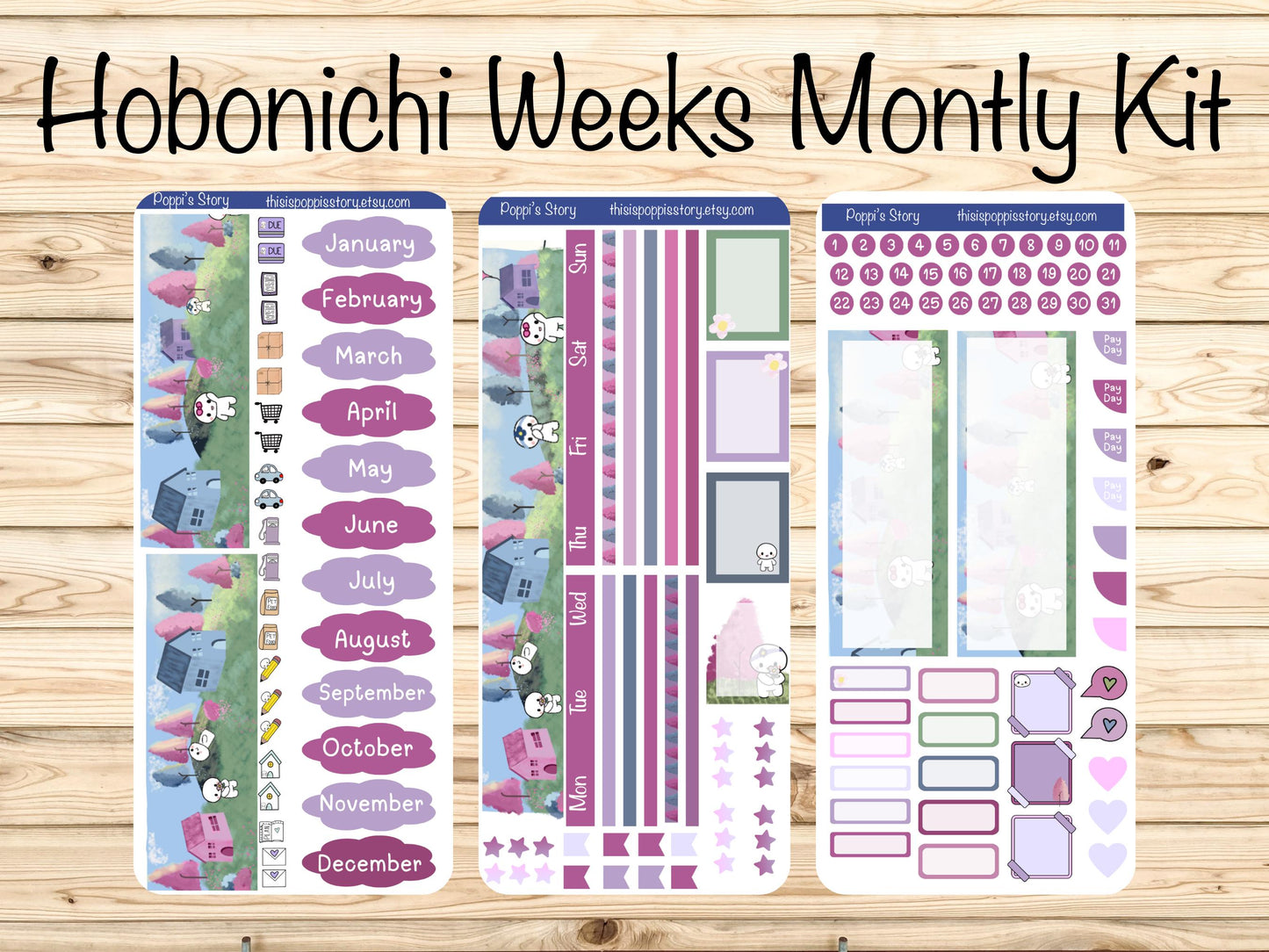 Hobonichi Weeks Sticker Kit, Cotton Candy Pastel Planner, Kawaii Journaling Supplies