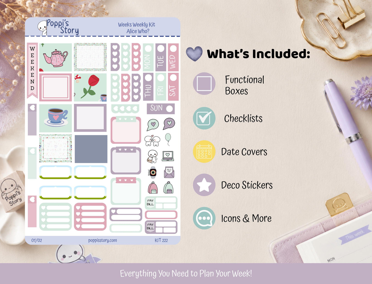 Alice, Who? | Hobonichi Weeks Weekly Sticker Kit