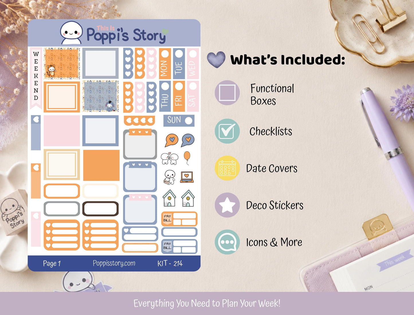 Poppi & Friends Hobonichi Weeks Kit