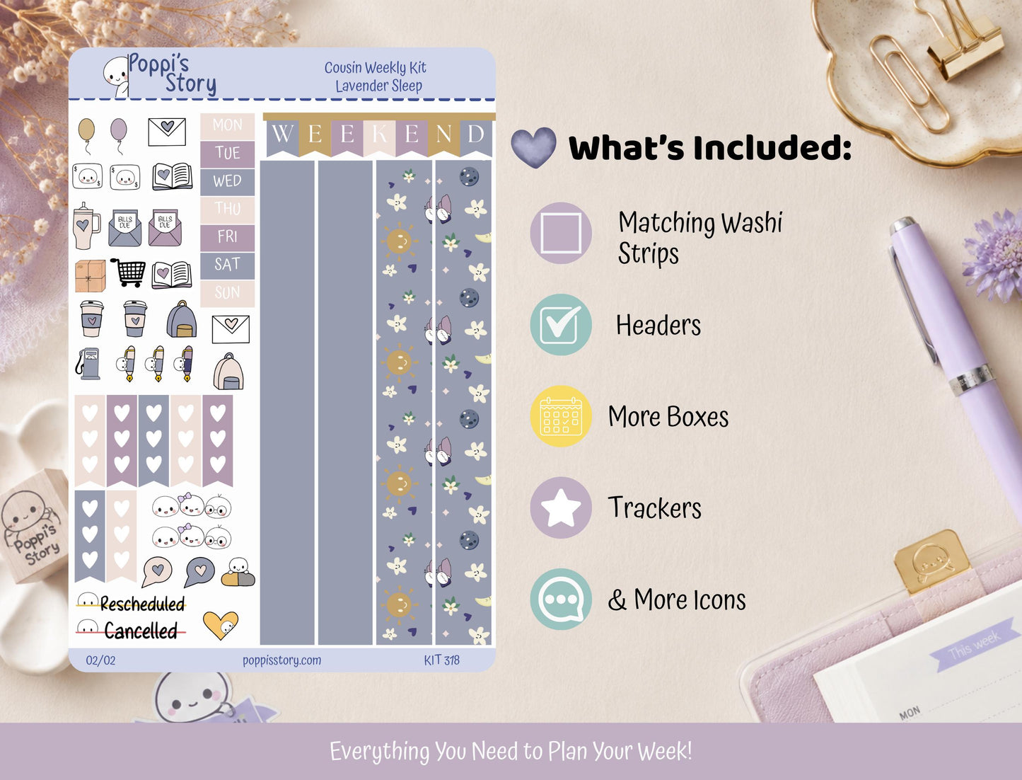 Lavender Sleep Hobonichi Cousin Weekly Kit